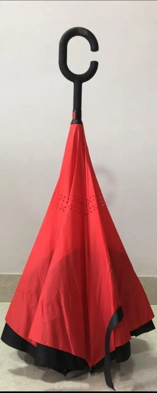 Double Layer Inverted Umbrella | Windproof Fiberglass with C-Shape Handle | Multicolor - Tenmart