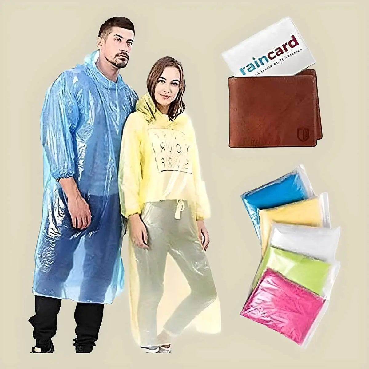 Raincard Pack of 2 | Compact & Durable Plastic Rain Protection | Knee-Length - Tenmart
