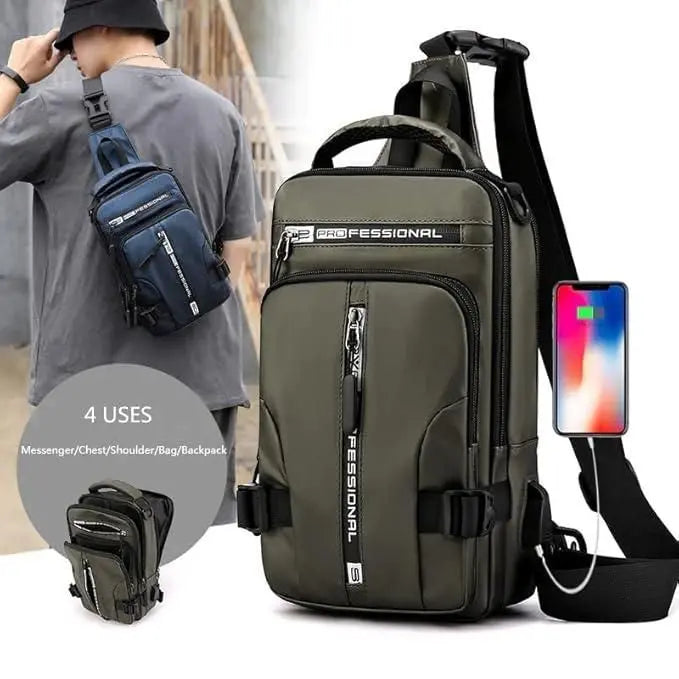 Sling Bag with USB Charging Port | Stylish & Travel-Friendly Crossbody Backpack - Tenmart