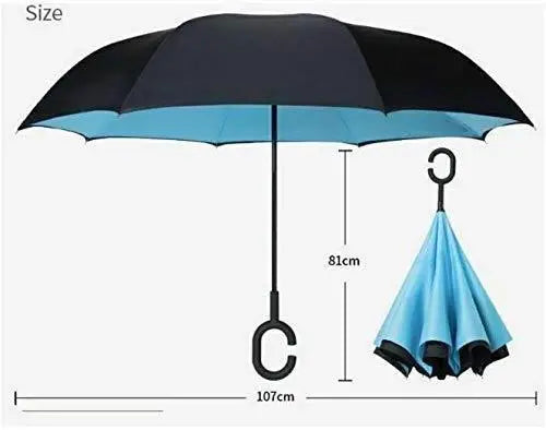 Double Layer Inverted Umbrella | Windproof Fiberglass with C-Shape Handle | Multicolor - Tenmart