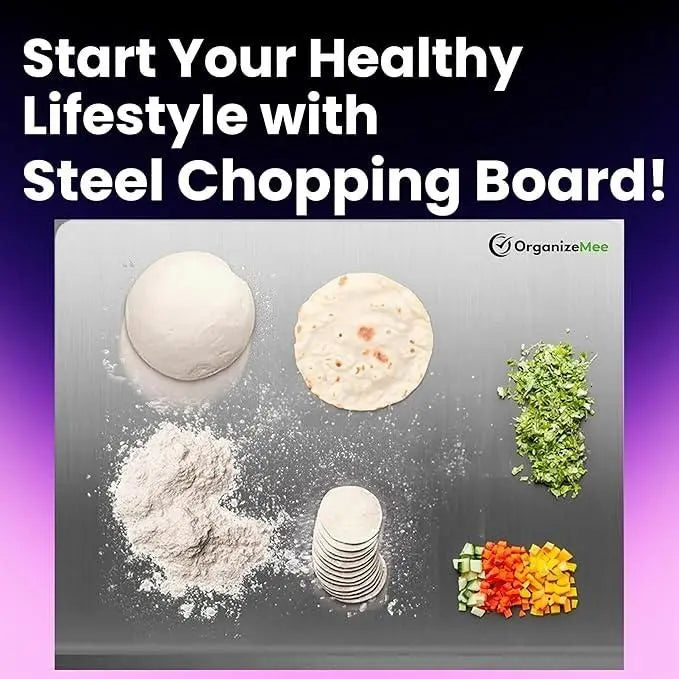 Durable Stainless Steel Chopping Board | Durable & Hygienic Kitchen Essential (35x31cm) - Tenmart