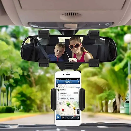 Universal Rearview Mirror Phone Holder | Adjustable & Secure Mount - Tenmart