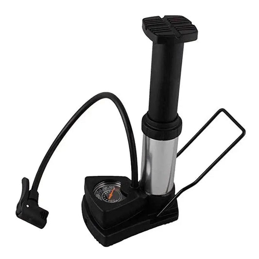 Portable Foot-Activated Air Pump | Aluminium & Plastic | Pressure Gauge | Compact & Lightweight - Tenmart