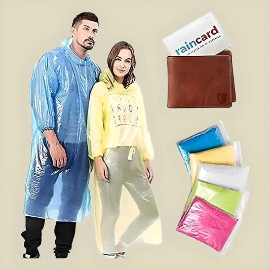 Raincard Pack of 2 | Compact & Durable Plastic Rain Protection | Knee-Length - Tenmart