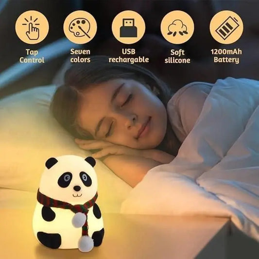 Cute Panda Light Lamp | Kids Night Light | 7 Color Touch Sensor - Tenmart