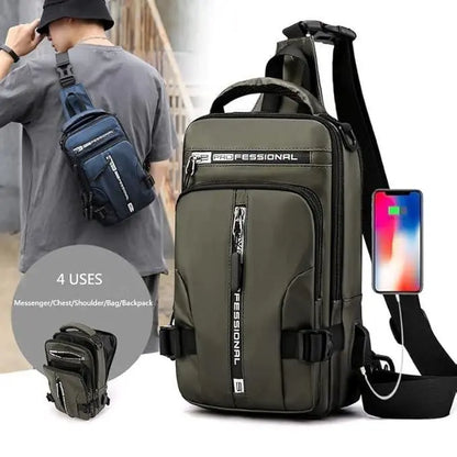 Sling Bag with USB Charging Port | Stylish & Travel-Friendly Crossbody Backpack - Tenmart
